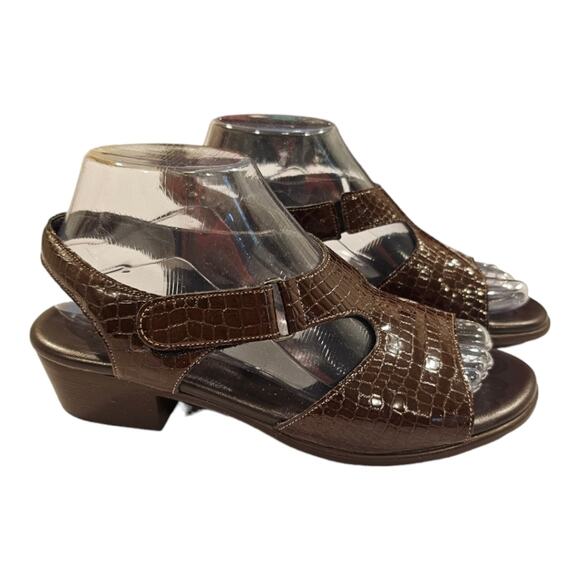SAS Suntimer Leather Heels Strap Sandals Tri-Pad Comfort Brown Crocs 7.5 Medium - Picture 4 of 14